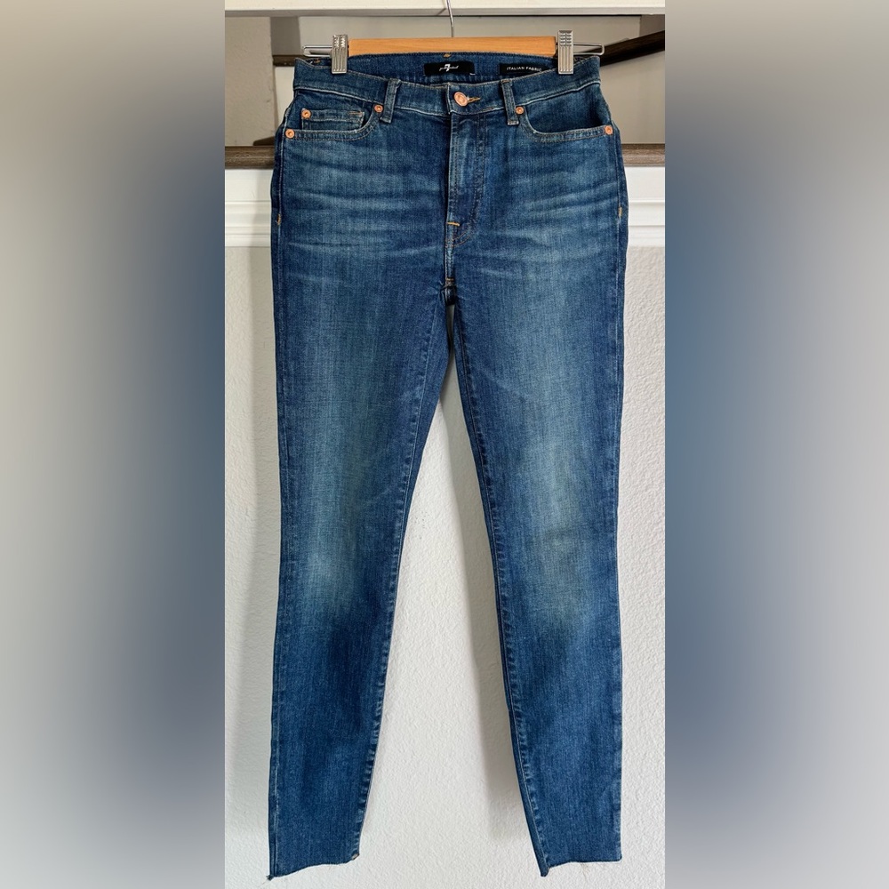 7 FOR ALL MANKIND WOMENS SLIM ILLUSION HIGH WAIST ANKLE SKINNY JEANS SIZE 26